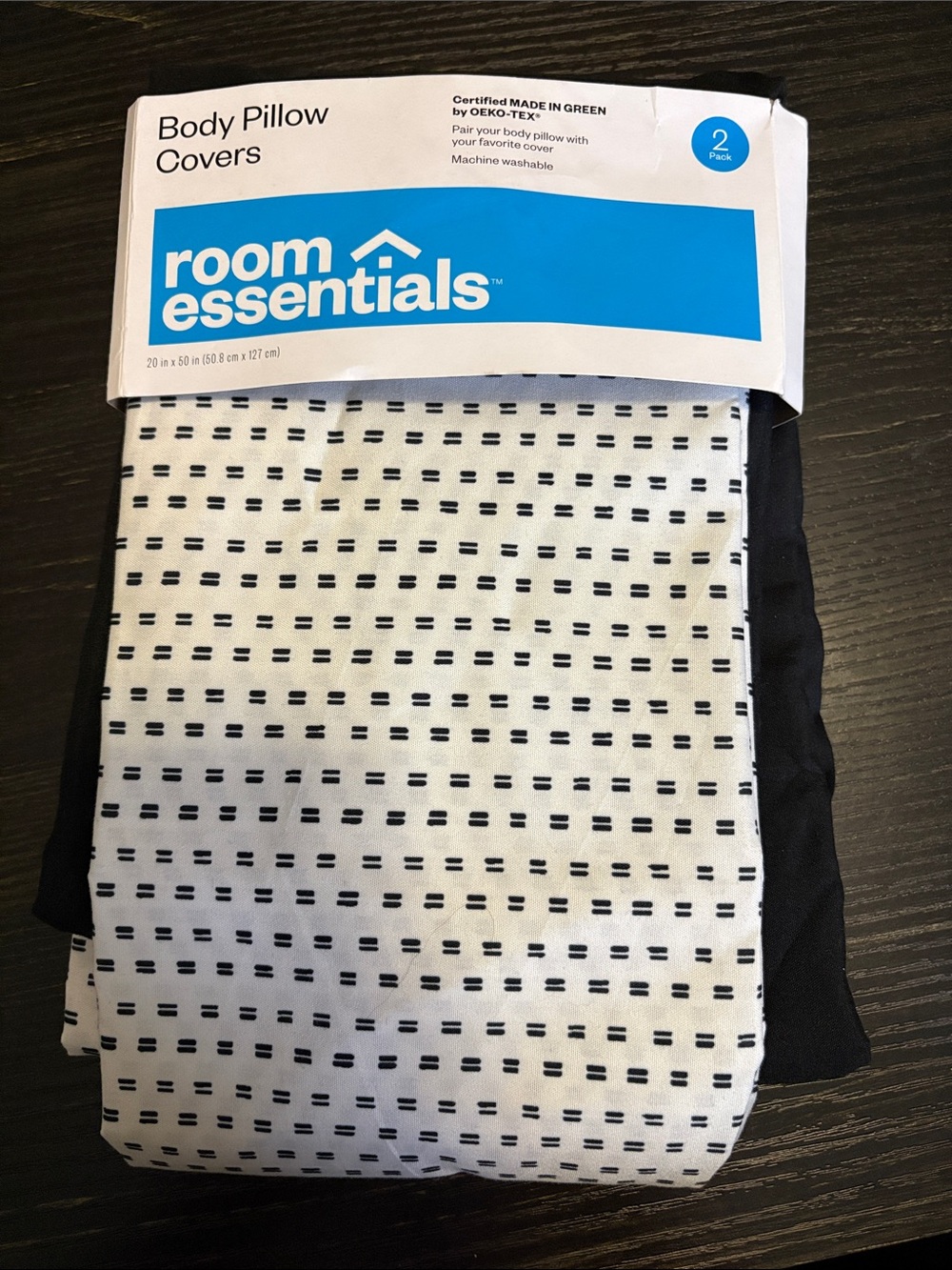 room essentials Black and White Patterned & Solid Body Pillow Covers - 2 Pack